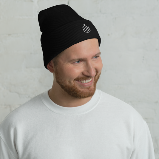 Wht Logo-Cuffed Beanie