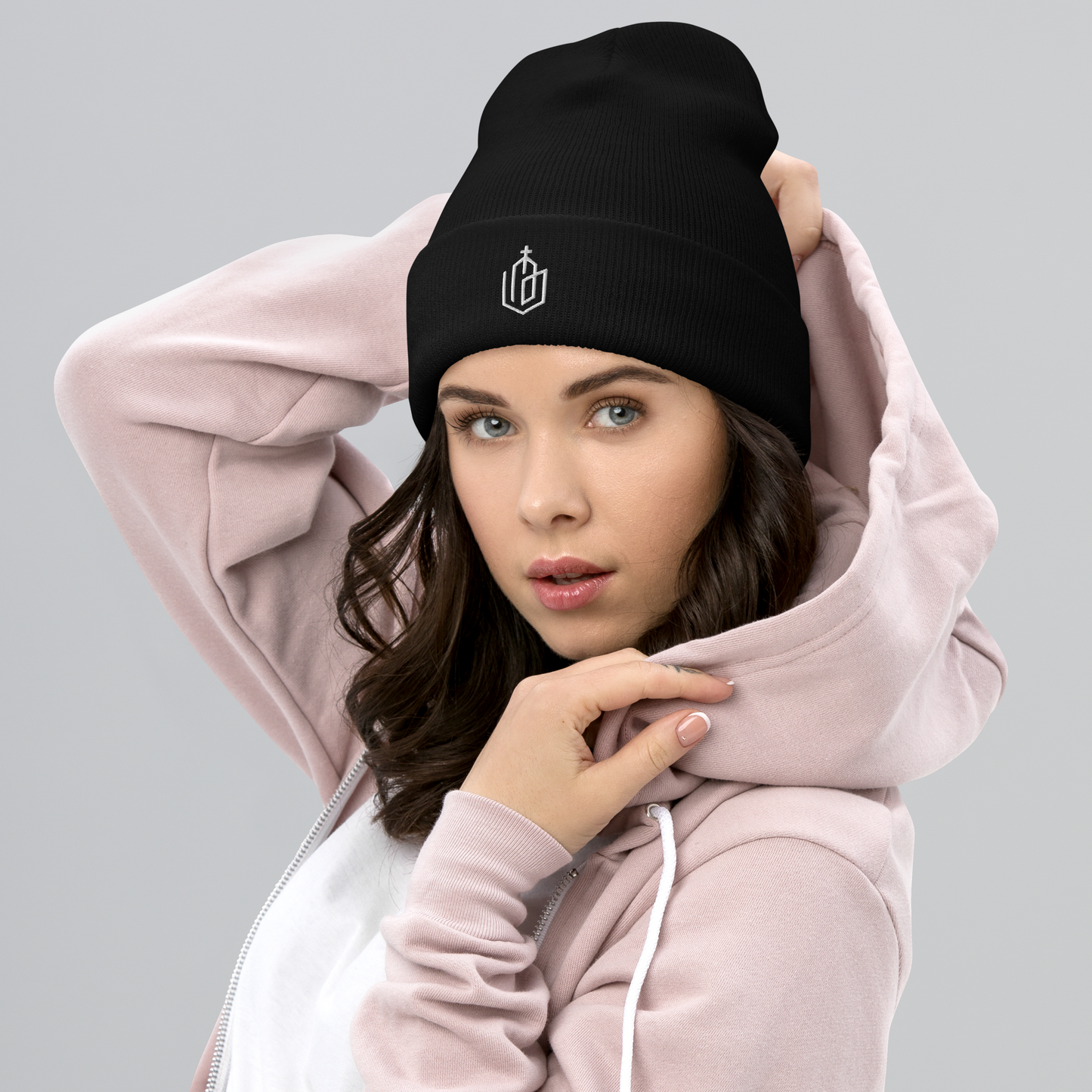 Wht Logo-Cuffed Beanie