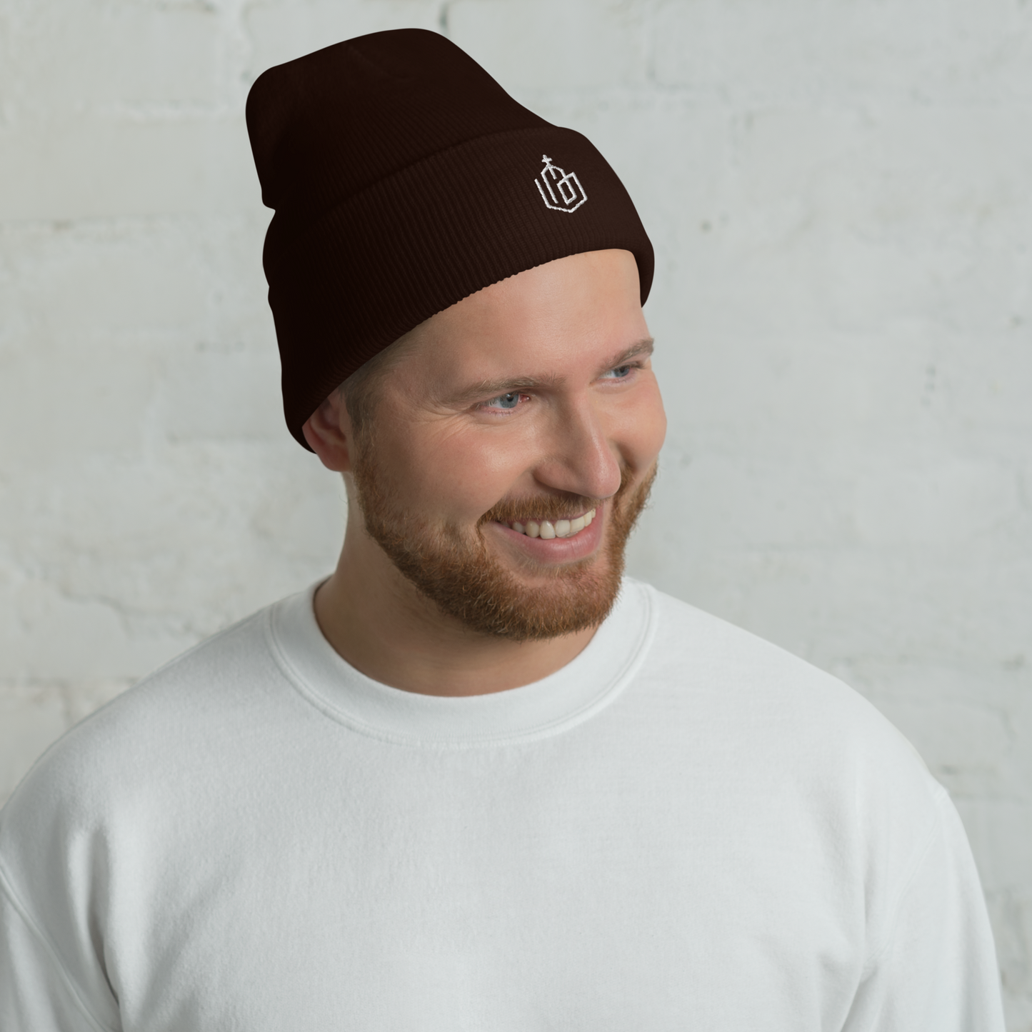 Wht Logo-Cuffed Beanie