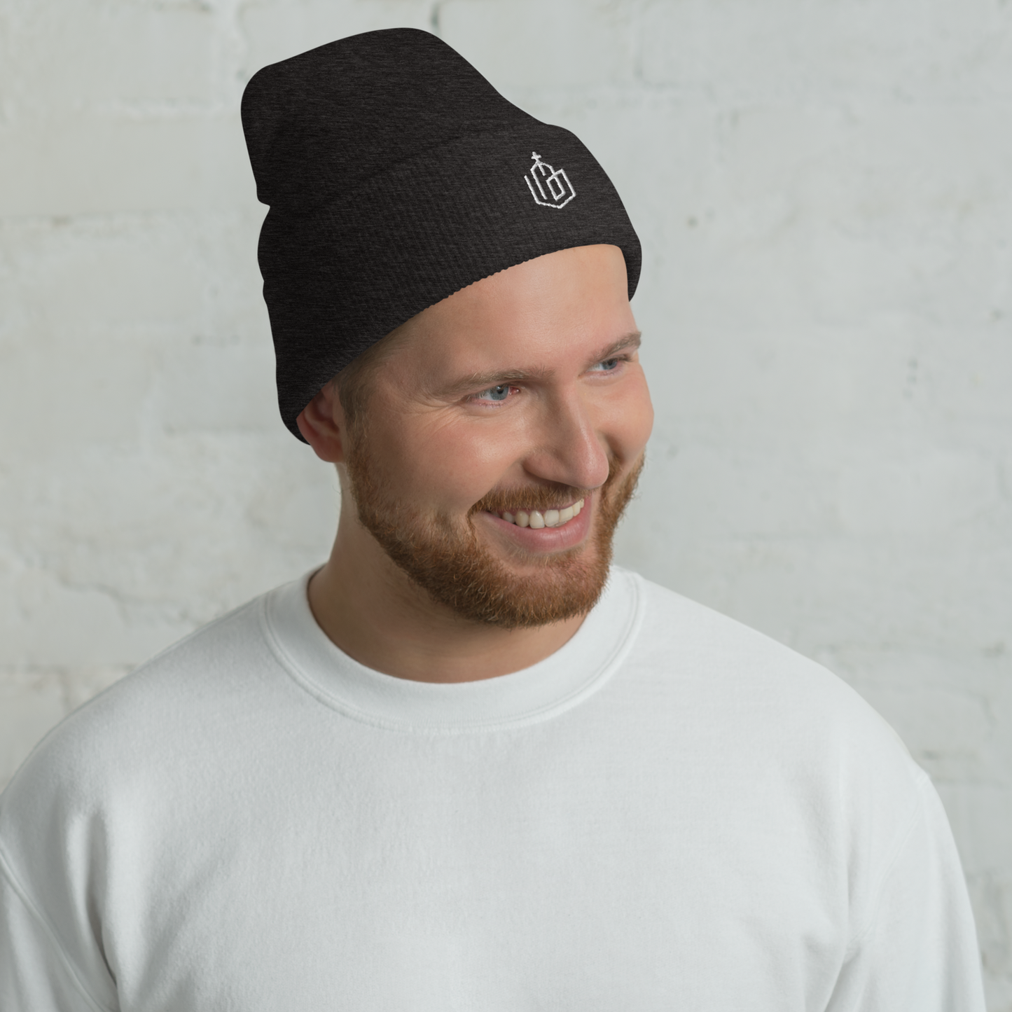Wht Logo-Cuffed Beanie
