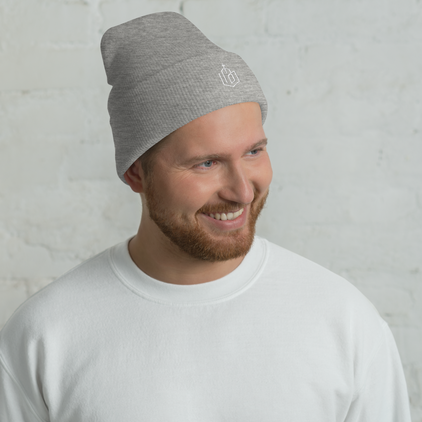 Wht Logo-Cuffed Beanie