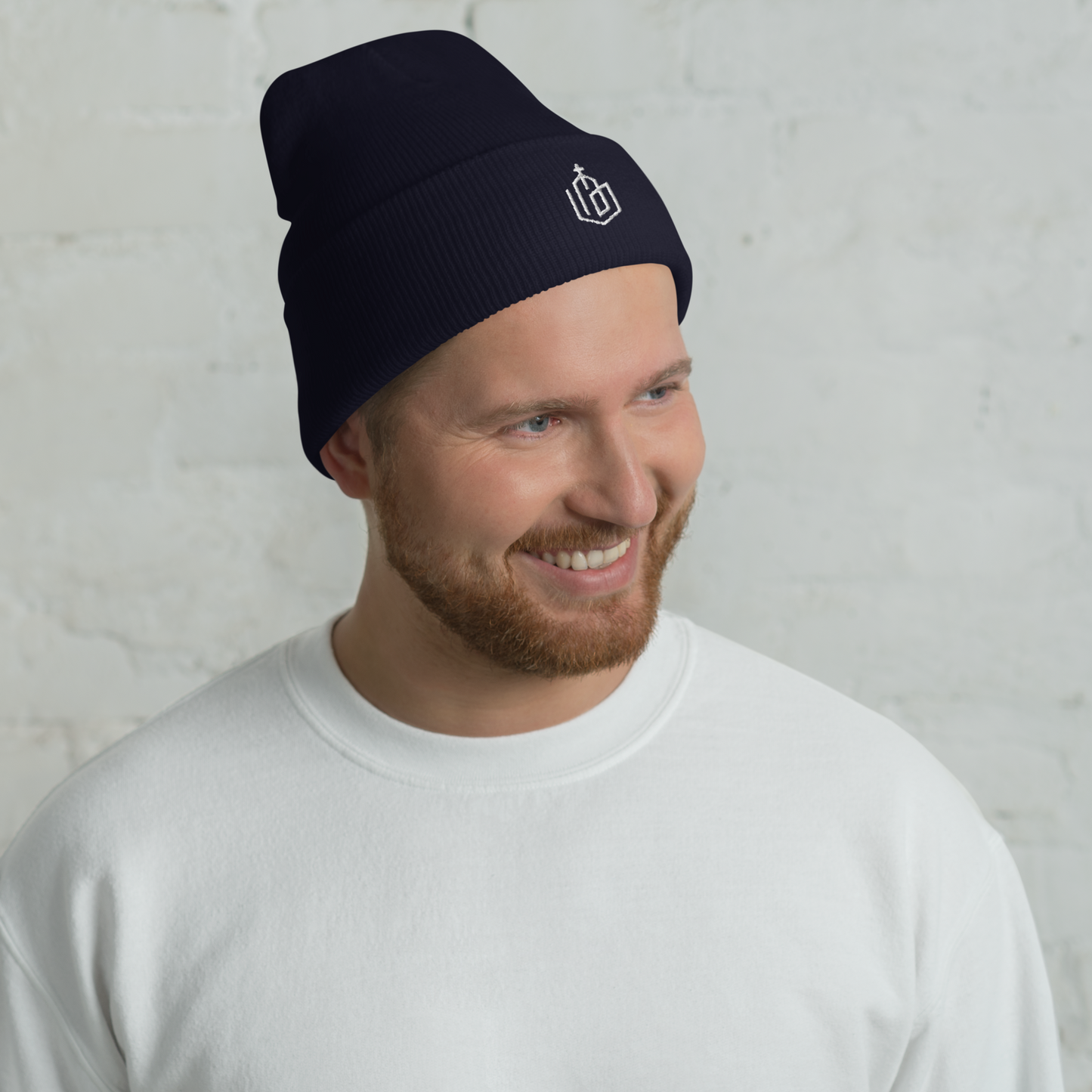 Wht Logo-Cuffed Beanie