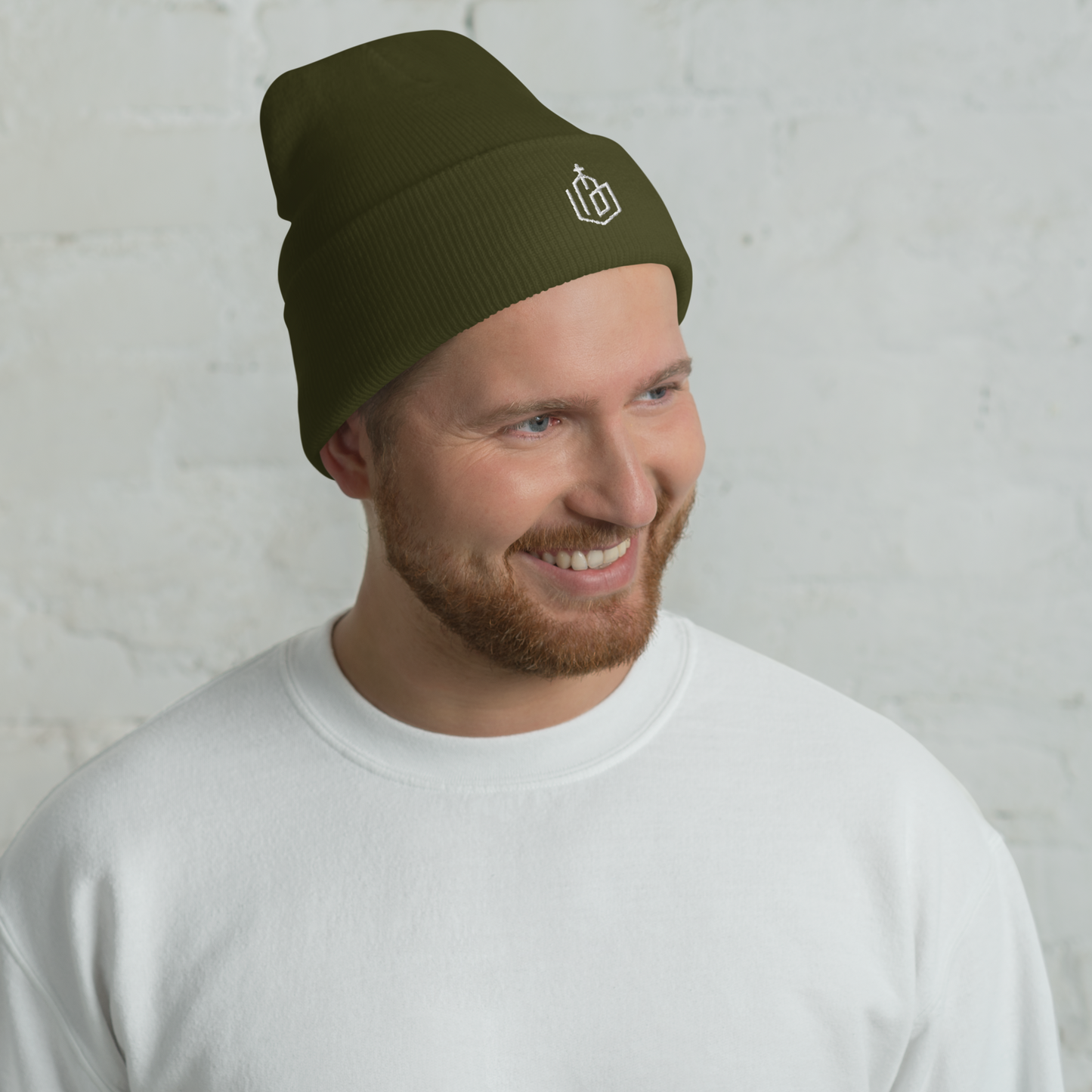Wht Logo-Cuffed Beanie