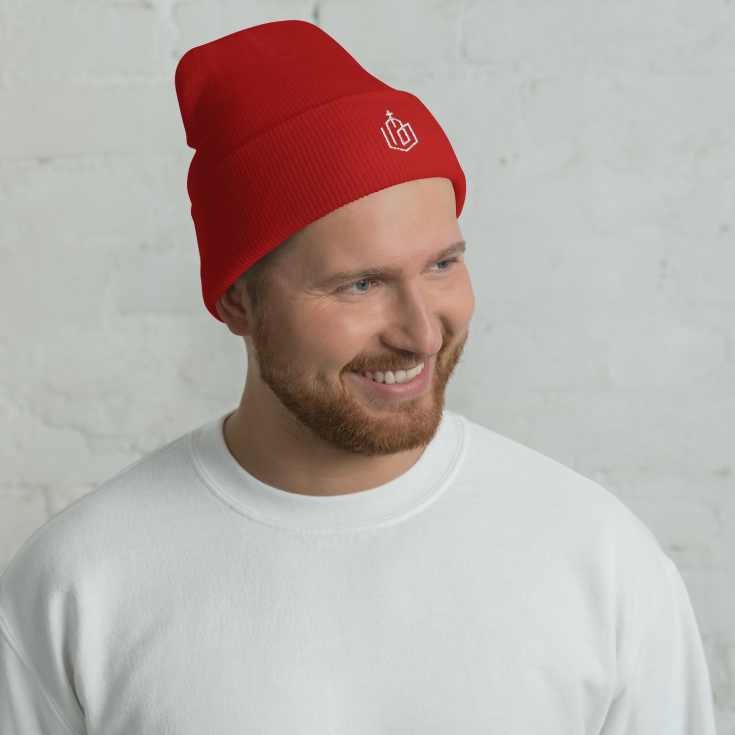 Wht Logo-Cuffed Beanie