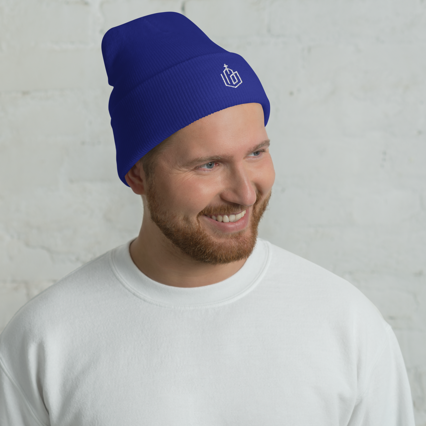 Wht Logo-Cuffed Beanie