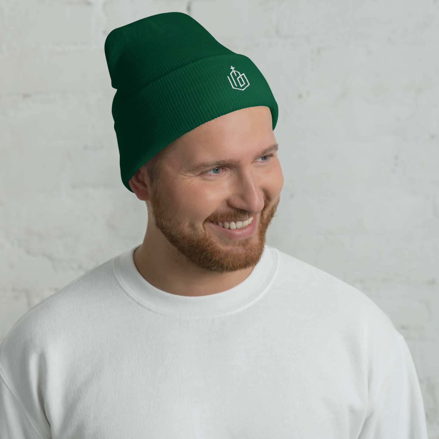 Wht Logo-Cuffed Beanie